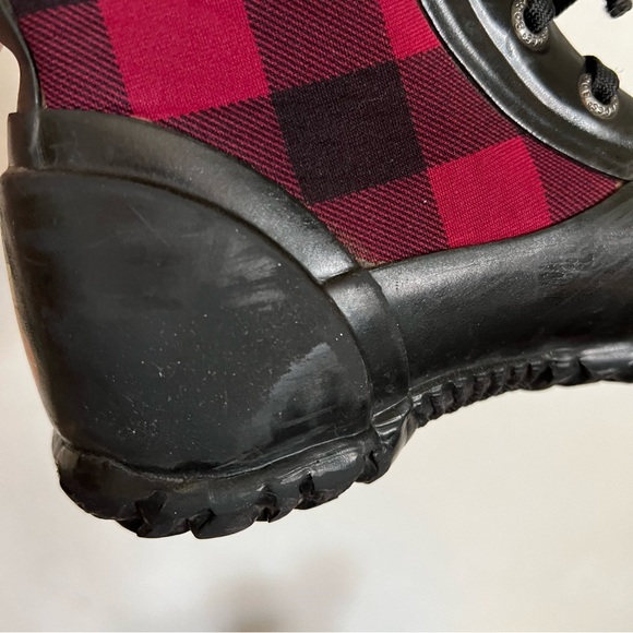 Bogs Sidney Lace Plaid Bog Red Black Boots Size 1 - Picture 11 of 17